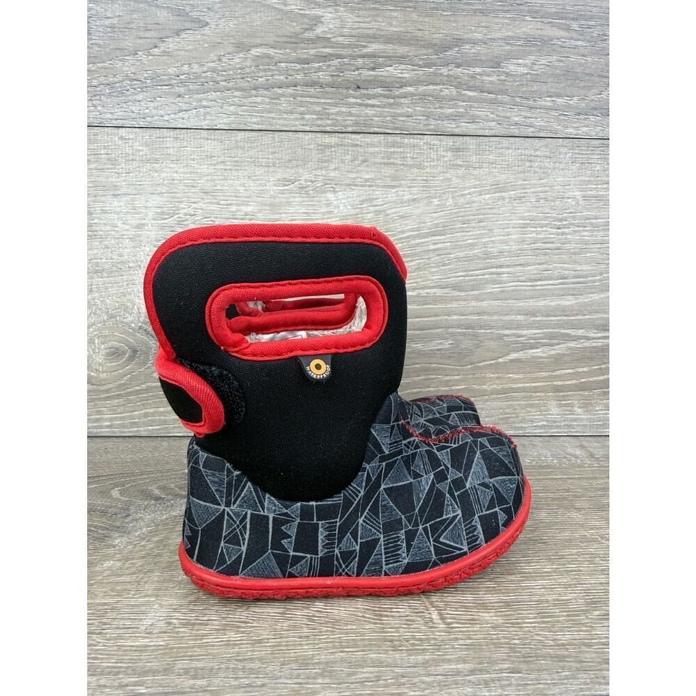 Bogs Waterproof 14f Maze Geometric Toddler Boy Sz 6 Red Black Pull On Rain Boots